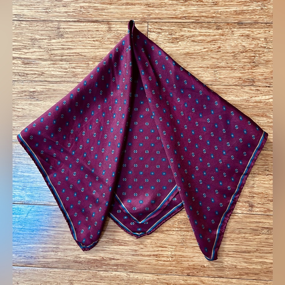 Ashear Vintage Pocket Square Scarf 100% Silk, Hand Rolled, 18.5" Made in Italy - Picture 11 of 16